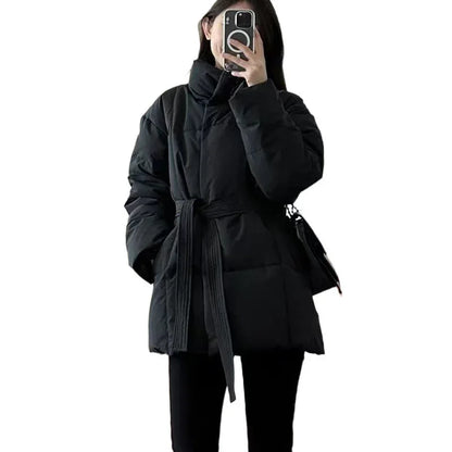 Waist-controlled Lace-up Cotton Coat Jacket Women - Gizmo Galaxy