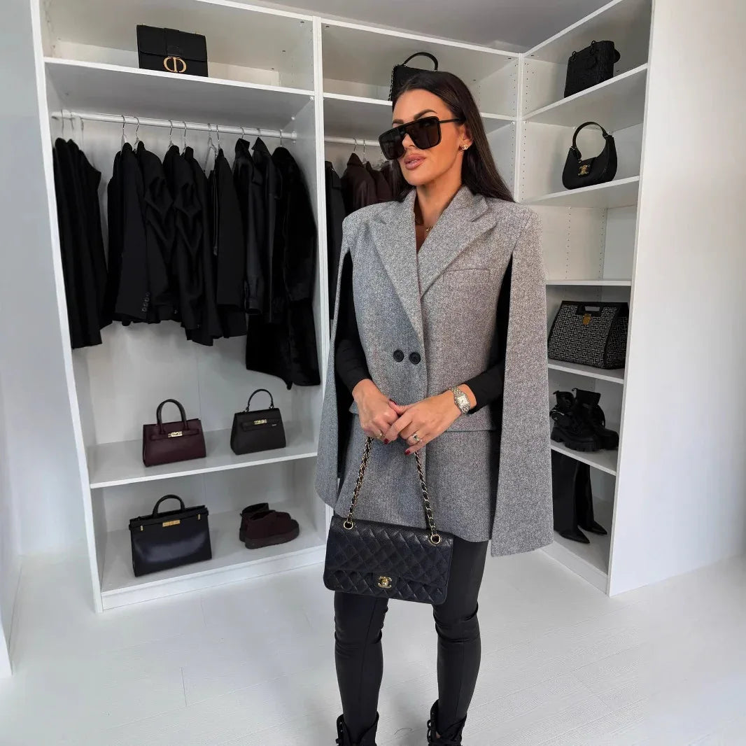 Fashion Solid Color Loose Shawl Coat - Gizmo Galaxy