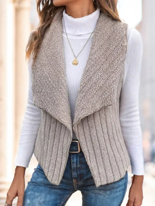 Waterfall Collar Open Front Vest Coat - Gizmo Galaxy