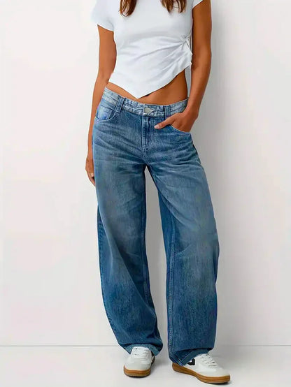 Summer Thin, Loose-fit, Mid-rise, Figure-flattering Wide-leg Denim Jeans For Pear-shaped Figures - Gizmo Galaxy