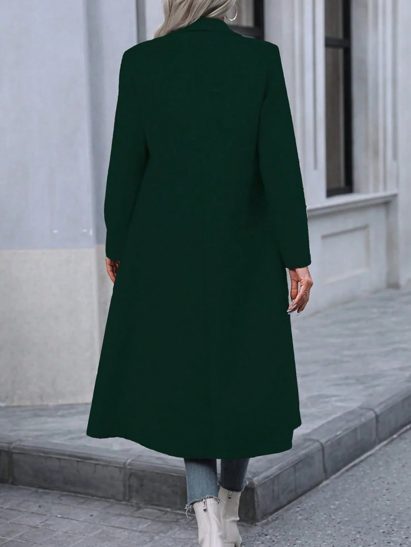 Autumn And Winter Long Coat For Women, Minimalist And Fashionable, Elegant For Commuting, Double-breasted Long-sleeve Faux Wool Long Women's Coat. - Gizmo Galaxy