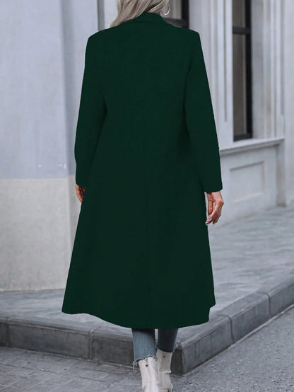 Autumn And Winter Long Coat For Women, Minimalist And Fashionable, Elegant For Commuting, Double-breasted Long-sleeve Faux Wool Long Women's Coat. - Gizmo Galaxy