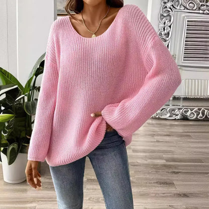 Women's Simple Loose Off Shoulder Off-the-shoulder Flared Sleeves Sweater - Gizmo Galaxy