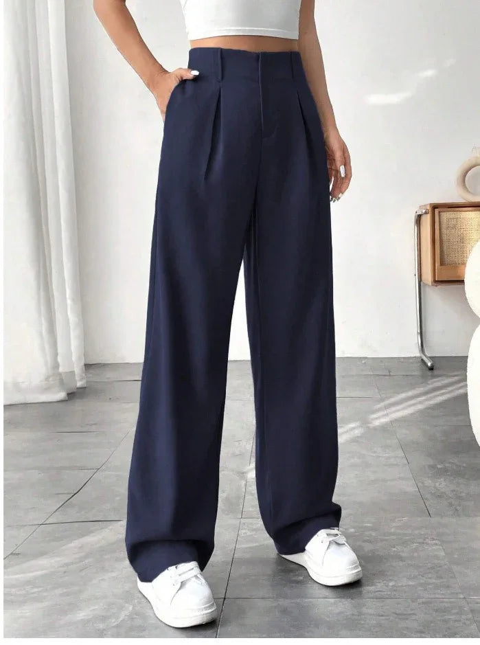 Ladies' High-waisted Slim-fit Suit Pants Wide-leg Floor-dragging Pants - Gizmo Galaxy