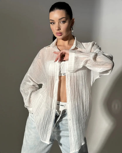 Comfortable Collar Decorated With Buttons Casual Top - Gizmo Galaxy