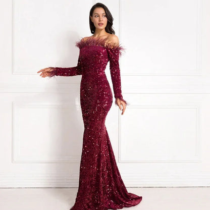 Off-the-shoulder Fishtail Party Formal Dress - Gizmo Galaxy
