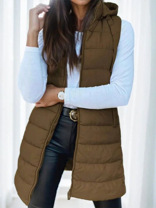 Women'S Elegant Hooded Puffer Vest - Gizmo Galaxy