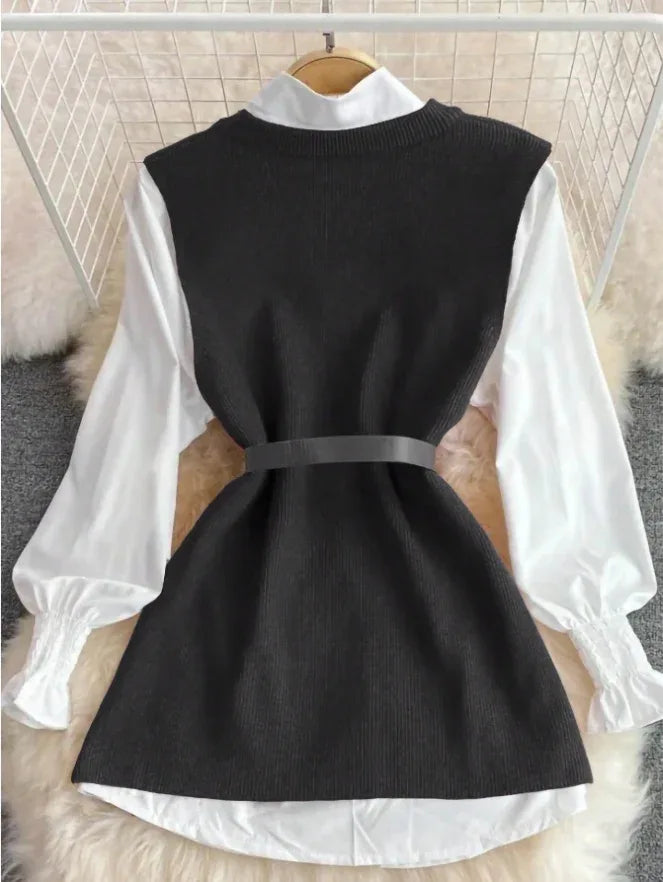 Women Vintage Apricot Split Hem Rib Knit Vest - Gizmo Galaxy