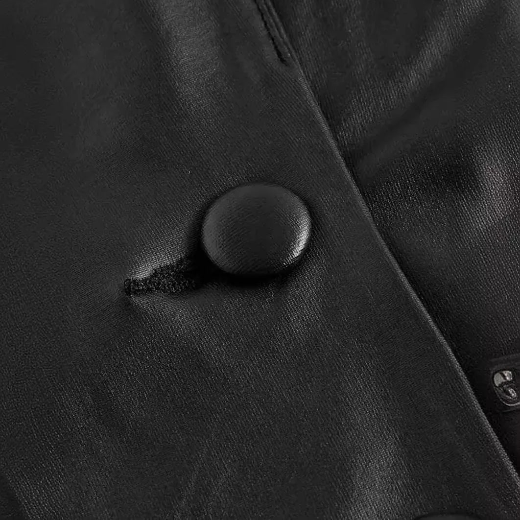 Leather Suit Collar Short Shipment Button Vest - Gizmo Galaxy
