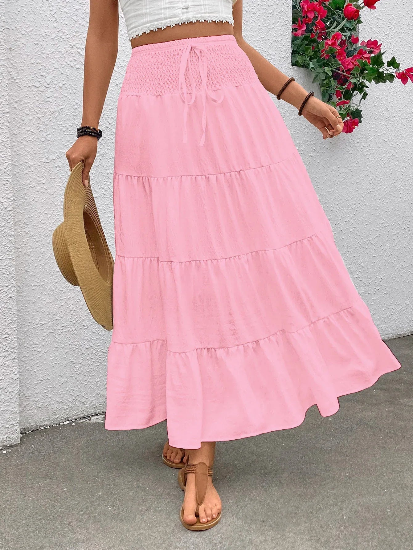 Autumn Stretch High-waisted Bohemian Casual Long Skirt - Gizmo Galaxy