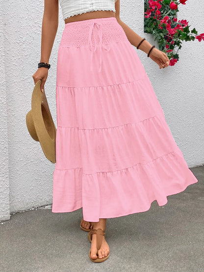 Autumn Stretch High-waisted Bohemian Casual Long Skirt - Gizmo Galaxy