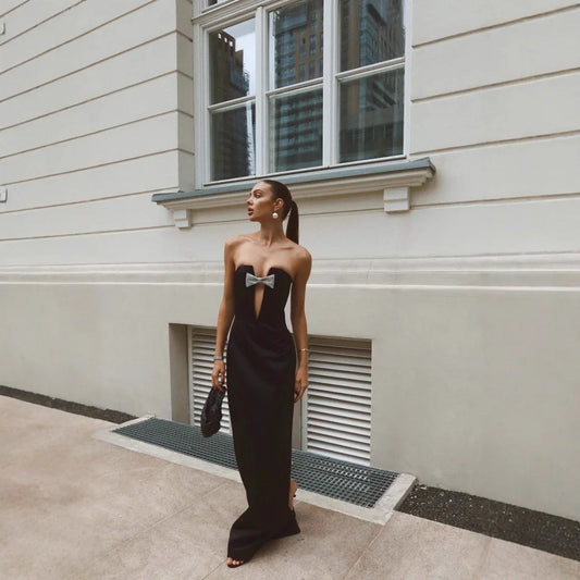 Off-shoulder Backless Super Deep V Bandeau Slim-fit Party Dress - Gizmo Galaxy