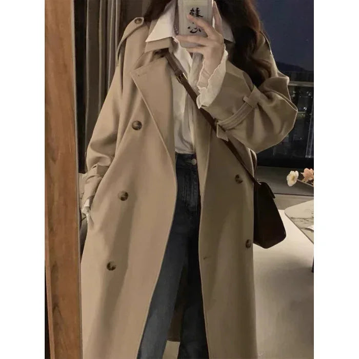New Spring And Autumn British Style Mid-length Early Autumn Trench Coat For Women - Gizmo Galaxy