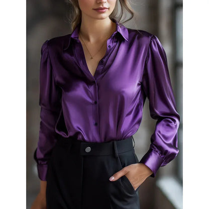 Solid-color Casual Loose-fit Women's Shirt - Gizmo Galaxy