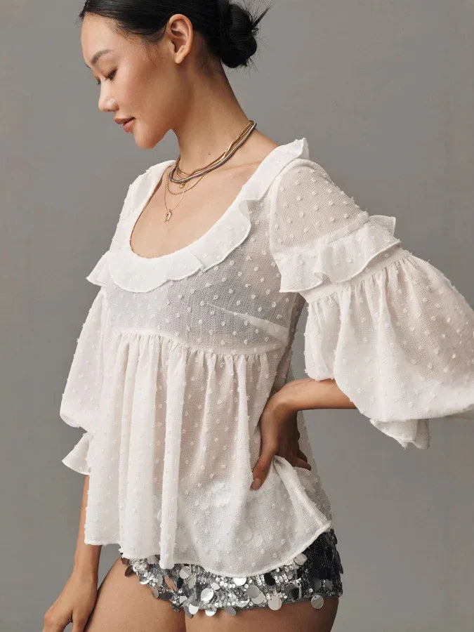 Women's Casual Solid Color Cut-out Printed Shirt - Gizmo Galaxy