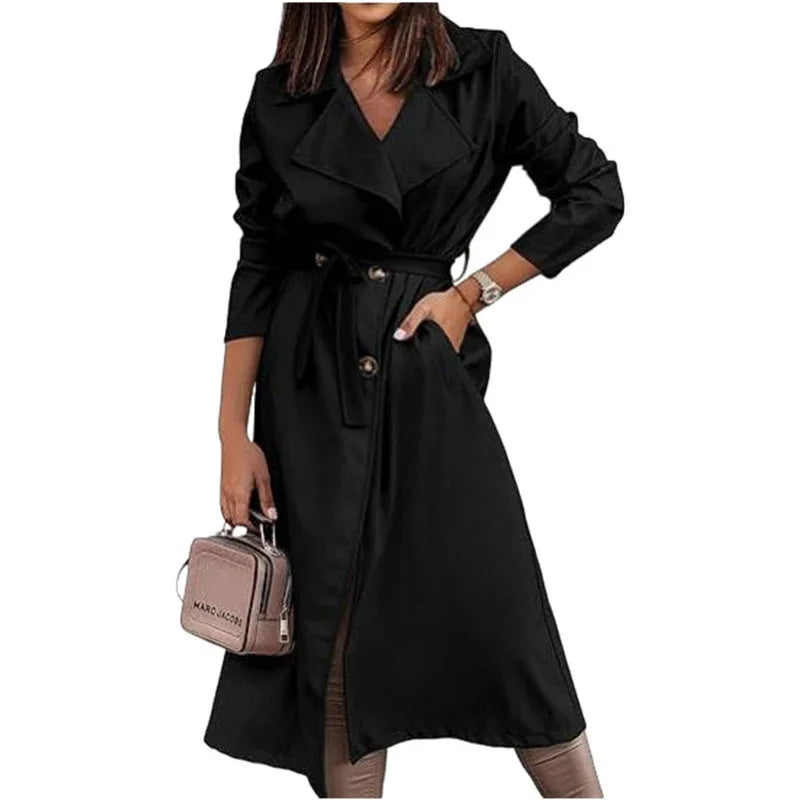 Women's Coat Plus Size Trench Coat Tie-front Top - Gizmo Galaxy
