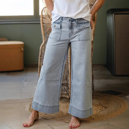 Women's Wide-leg Casual Loose Striped High-waisted Wide-leg Pants - Gizmo Galaxy