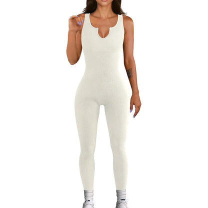 Women Sleeveless Vest Jumpsuit High Elastic Thread - Gizmo Galaxy