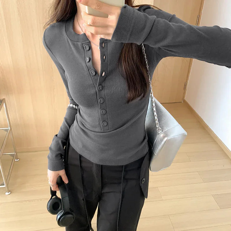 Pure Desire Long Sleeve Slim Design Sense Inner Bottoming Shirt Women - Gizmo Galaxy