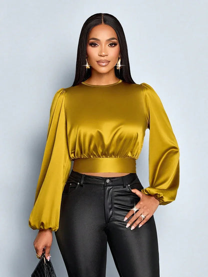 Satin Leopard Top Shirt Temperament Commute - Gizmo Galaxy