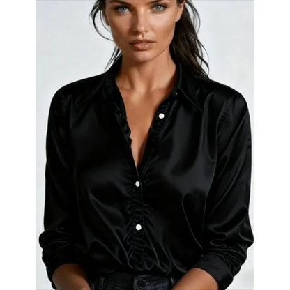 Solid-color Casual Loose-fit Women's Shirt - Gizmo Galaxy