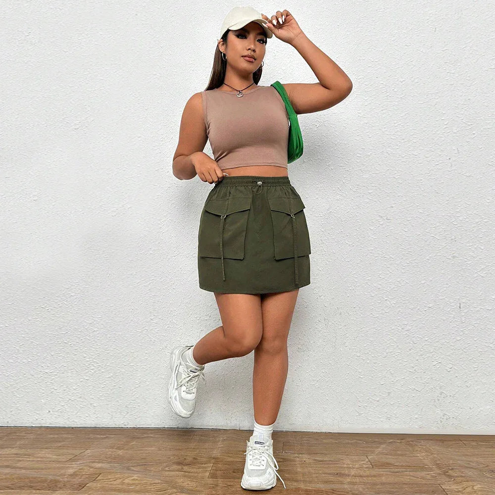Women's Street Fashion Elastic Waist Workwear Skirt - Gizmo Galaxy