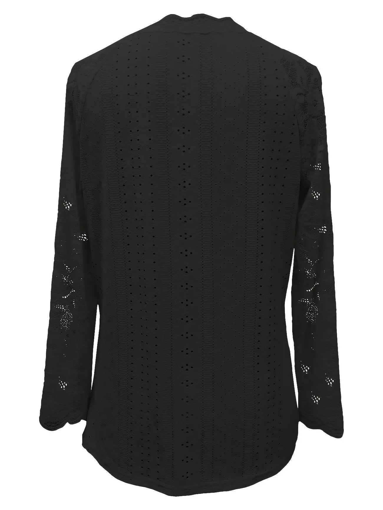 Contrast Lace V-neck Eyelet T-Shirt - Gizmo Galaxy