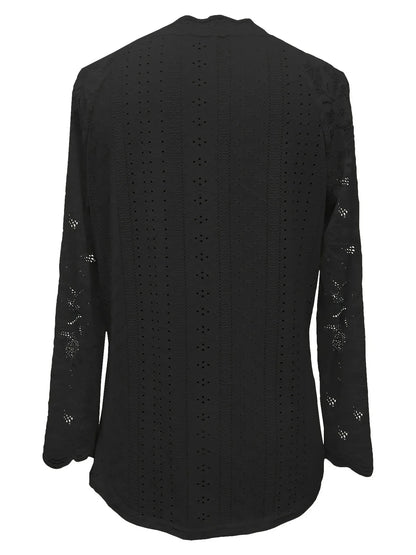 Contrast Lace V-neck Eyelet T-Shirt - Gizmo Galaxy