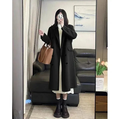 Socialite Style Matcha Green Woolen Coat For Women - Gizmo Galaxy
