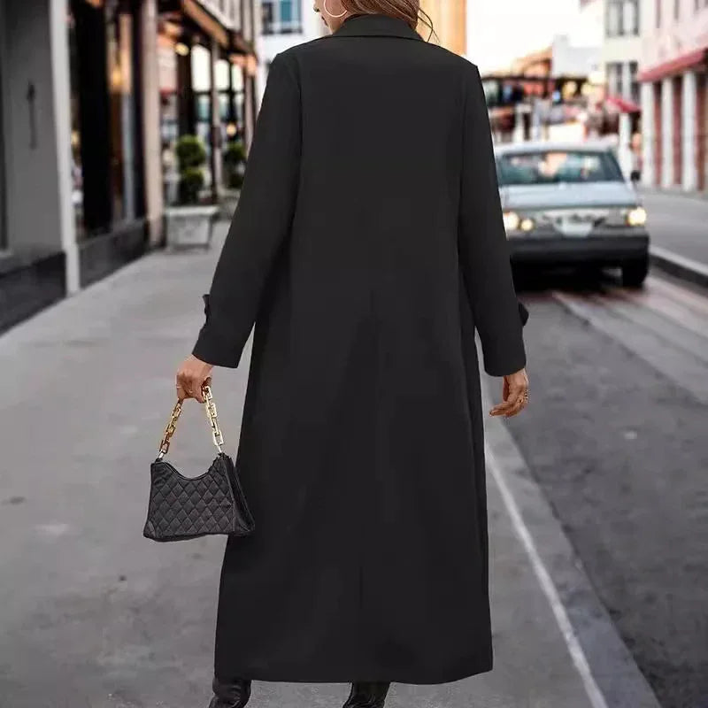 Fashion Casual Gentle Button Long Trench Coat For Women - Gizmo Galaxy