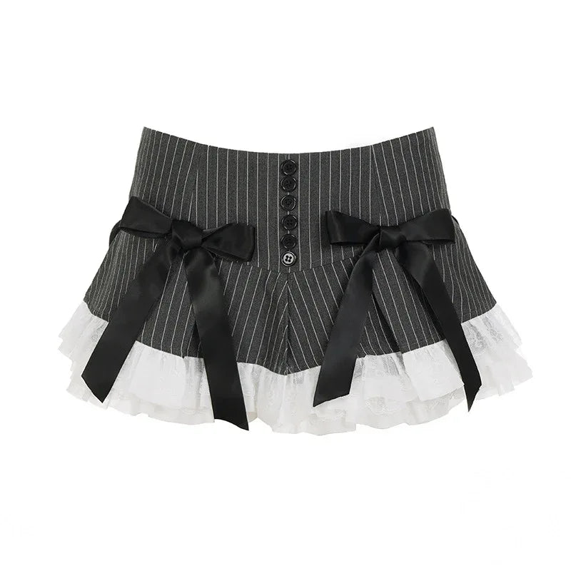 Lace-striped Waist-slimming Spicy-girl Short Pleated Skirt - Gizmo Galaxy