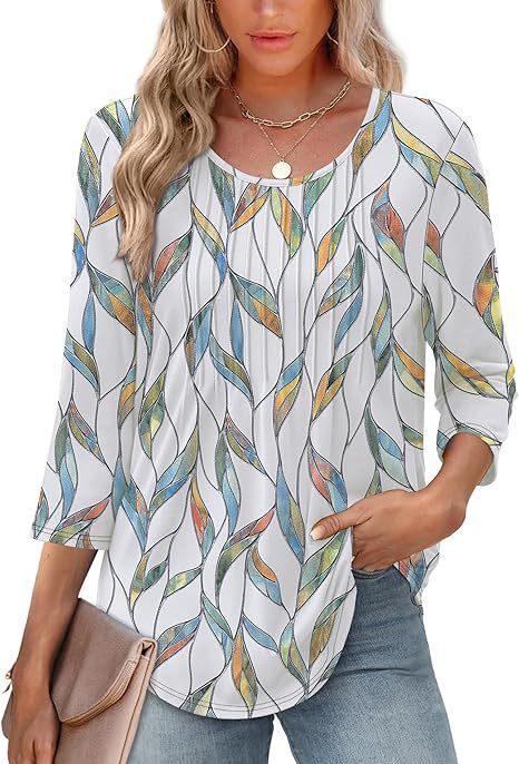 New Women's Long Sleeved Top, Fashionable And Casual Pleated Low Round Neck Women's T-shirt - Gizmo Galaxy