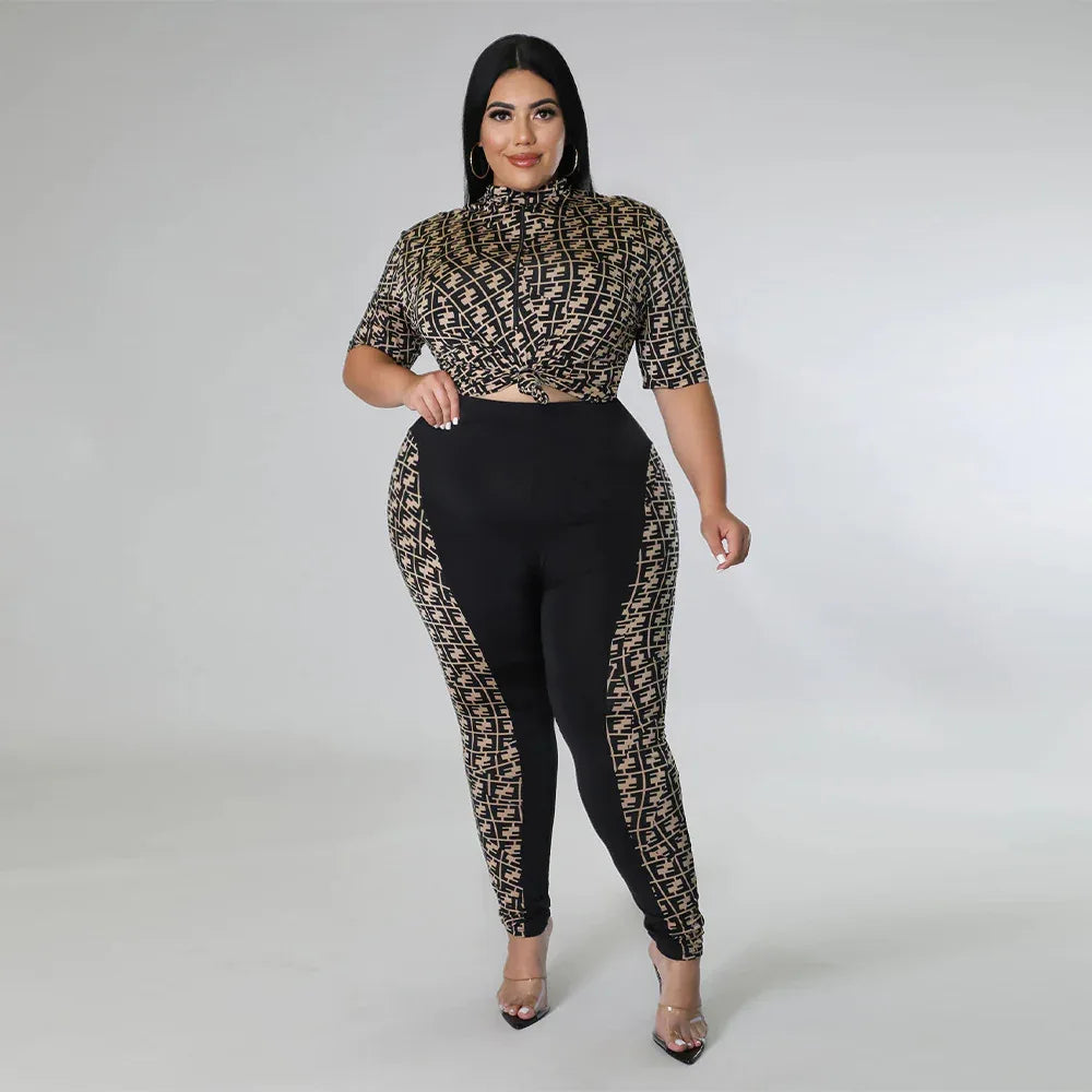 Digital-print Solid-color Patchwork Chic Casual Women's Suit - Gizmo Galaxy