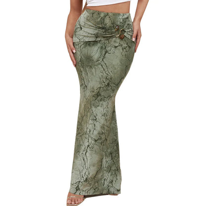 Body-hugging Printed Low-waist European And American Fishtail Skirt For Women - Gizmo Galaxy