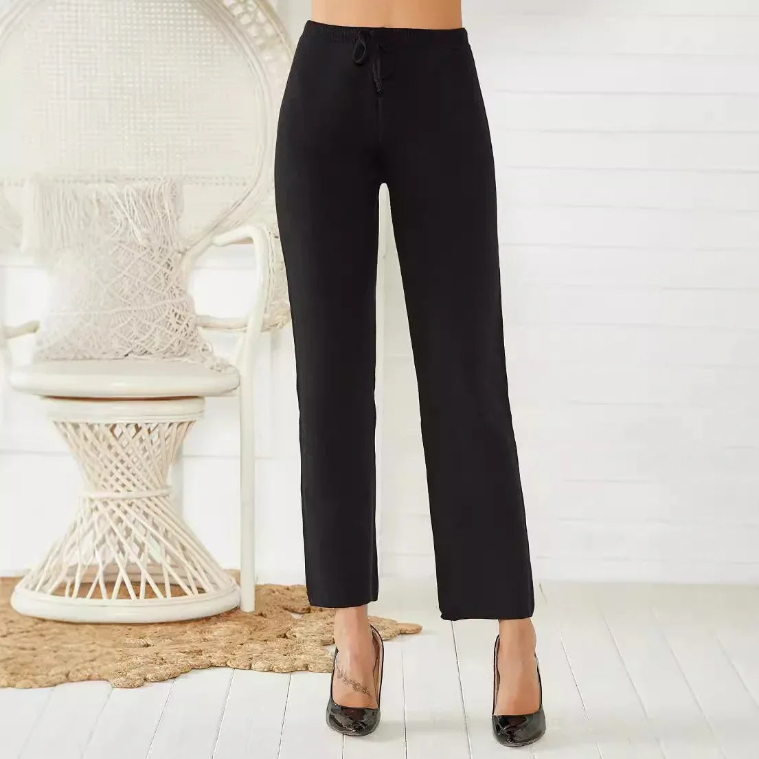 Mid-waist Woven Stretch Slimming And Warm Trousers - Gizmo Galaxy