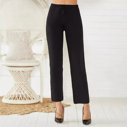 Mid-waist Woven Stretch Slimming And Warm Trousers - Gizmo Galaxy