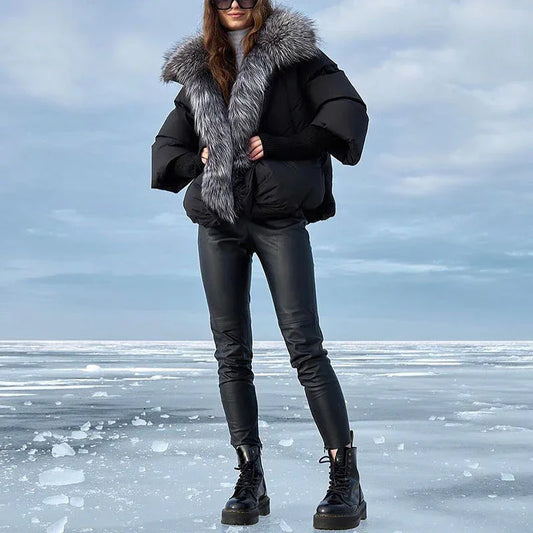 Slimming Loose Temperament Western Style Down Fur Coat - Gizmo Galaxy