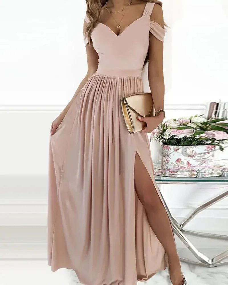 Long Floor Length Elegant Greek Style Pleated Dress - Gizmo Galaxy
