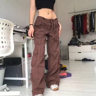 Women's American Vintage Multi-pocket Distressed Loose Cargo Pants - Gizmo Galaxy