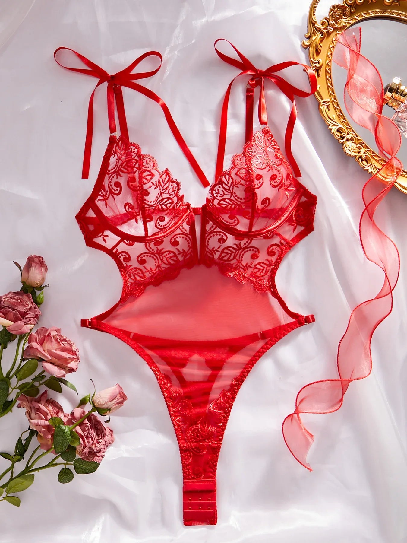 Lace Embroidery See-through Body-shaping Corsets With Steel Ring - Gizmo Galaxy