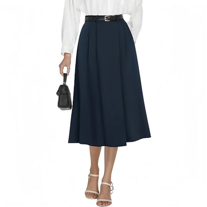 Business-casual Flared A-line Pleated Skirt With Pockets - Gizmo Galaxy