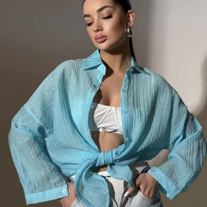 Comfortable Collar Decorated With Buttons Casual Top - Gizmo Galaxy