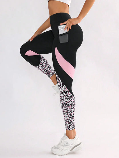 Color Contrast Patchwork Fashion Hip Raise High Waist Tight Sports Yoga Pants Leggings - Gizmo Galaxy