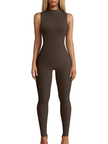 European And American Style Women Yoga Slim Rib Sleeveless Sports Jumpsuit - Gizmo Galaxy