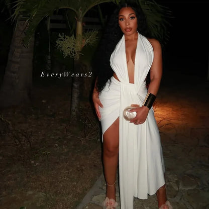 Fashionable Figure-hugging Solid-color Hollow-out Design Backless One-piece Dress - Gizmo Galaxy