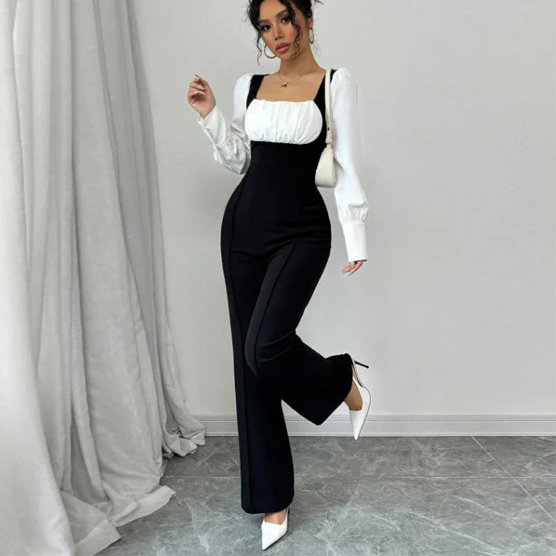 Long-sleeve Color-block Jumpsuit With Pants - Gizmo Galaxy