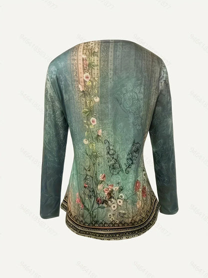 Women's Vintage Ethnic Floral Print T-Shirt - Gizmo Galaxy