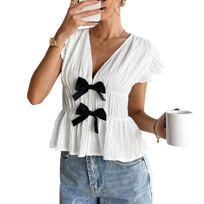 Bow Cardigan Shirt Women - Gizmo Galaxy