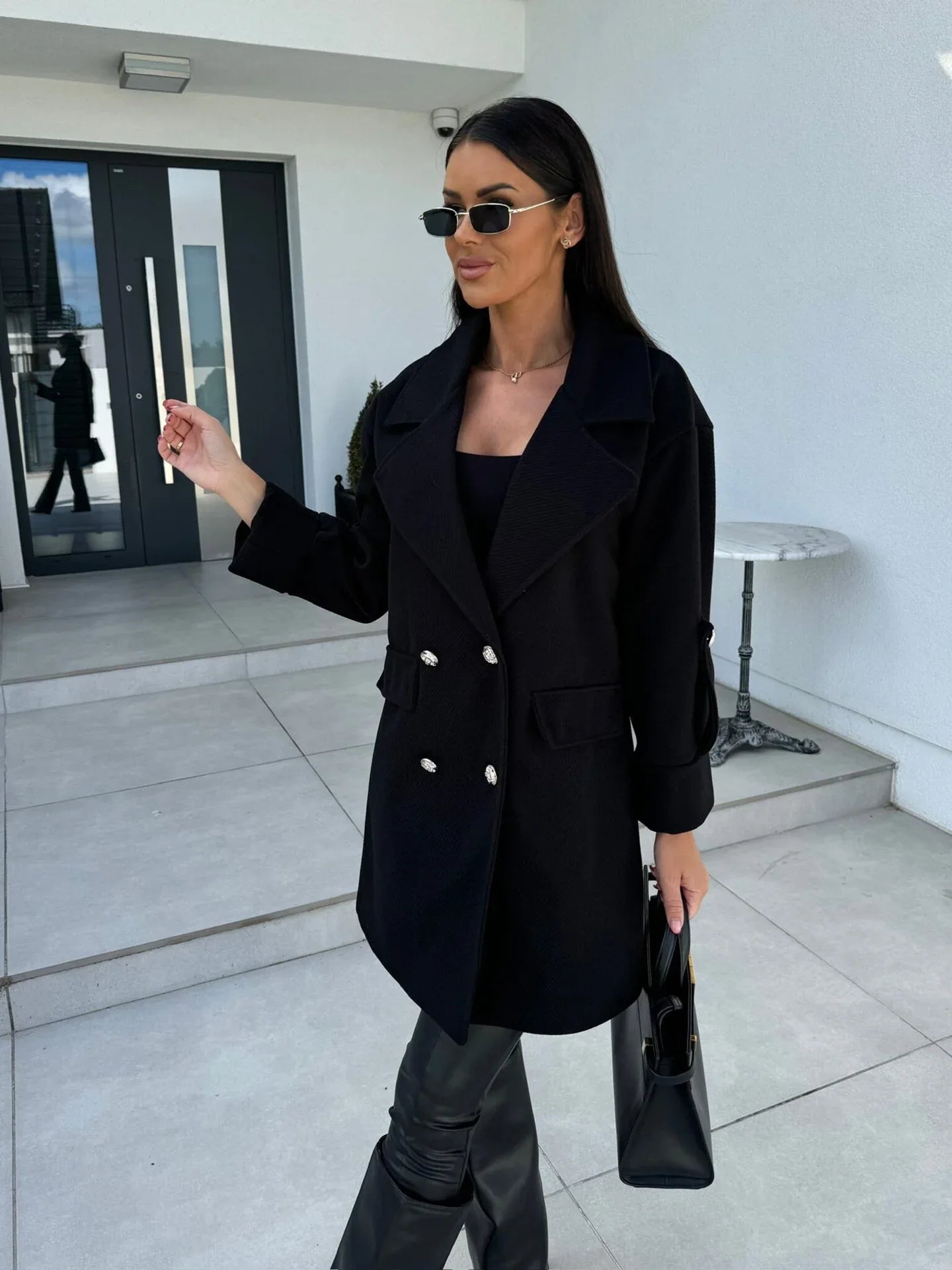 Fashion Commuter H-shaped Suit Collar Woolen Coat - Gizmo Galaxy