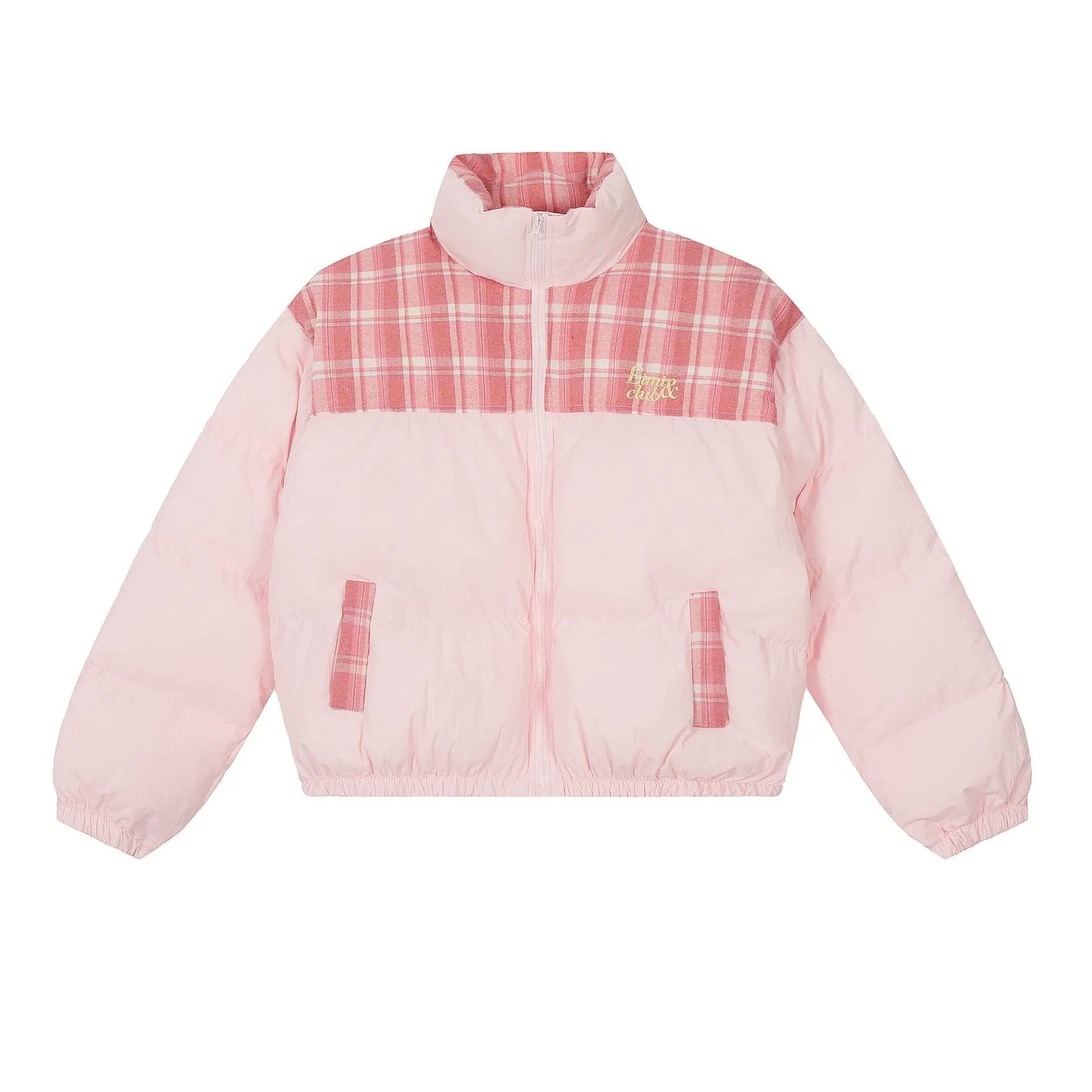 Sweet Girl Plaid Stitching High Quality Cotton Coat Jacket - Gizmo Galaxy